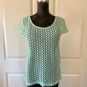Forever 21 NWT Mint Crochet Scoop Back Top Size L